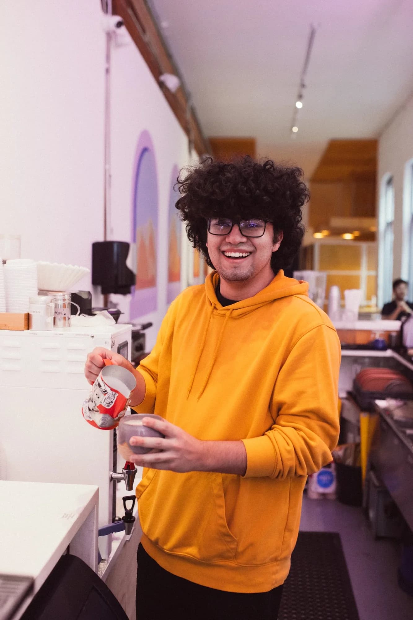 Barista making drinks at an event