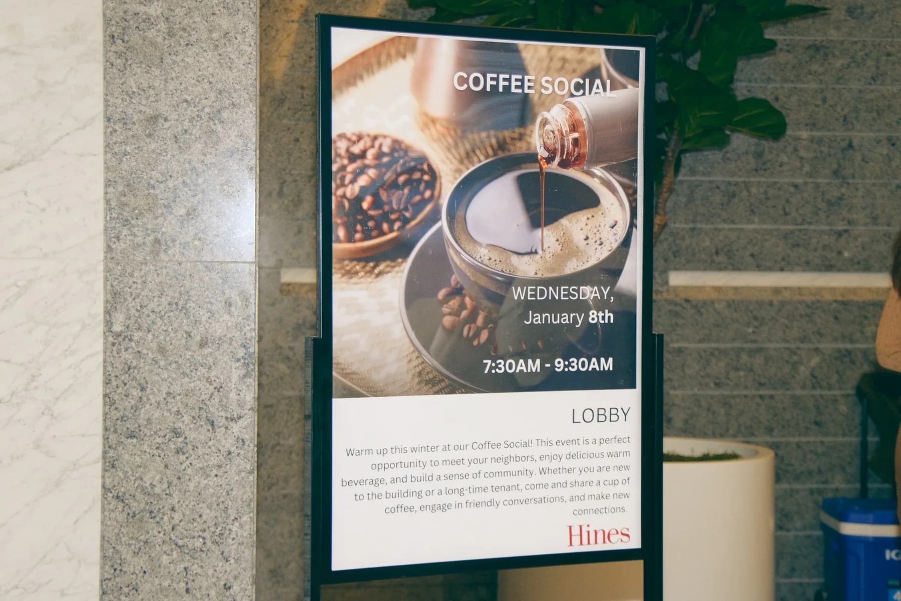 321 N Clark Hines Coffee Social Event Sign