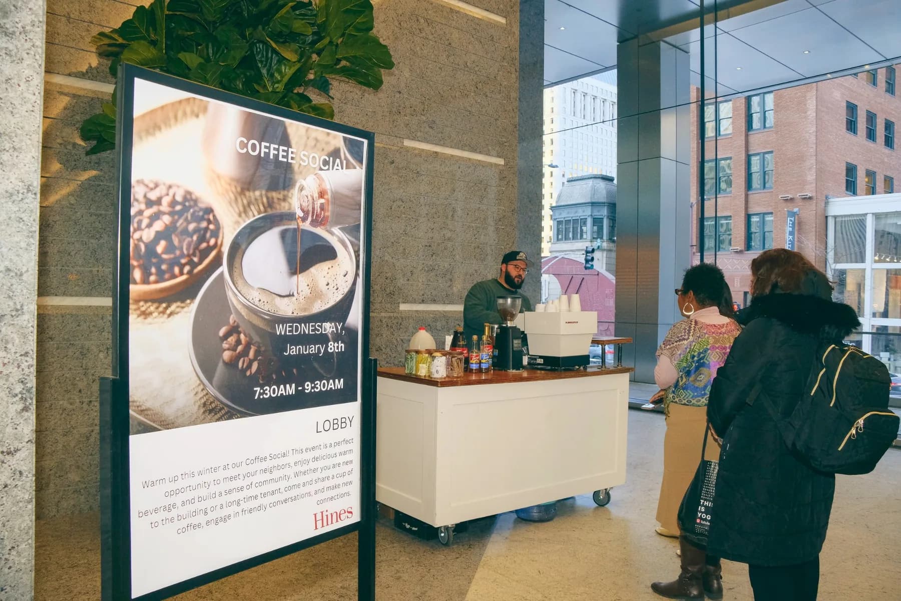 Coffee social poster coffee cart scene
