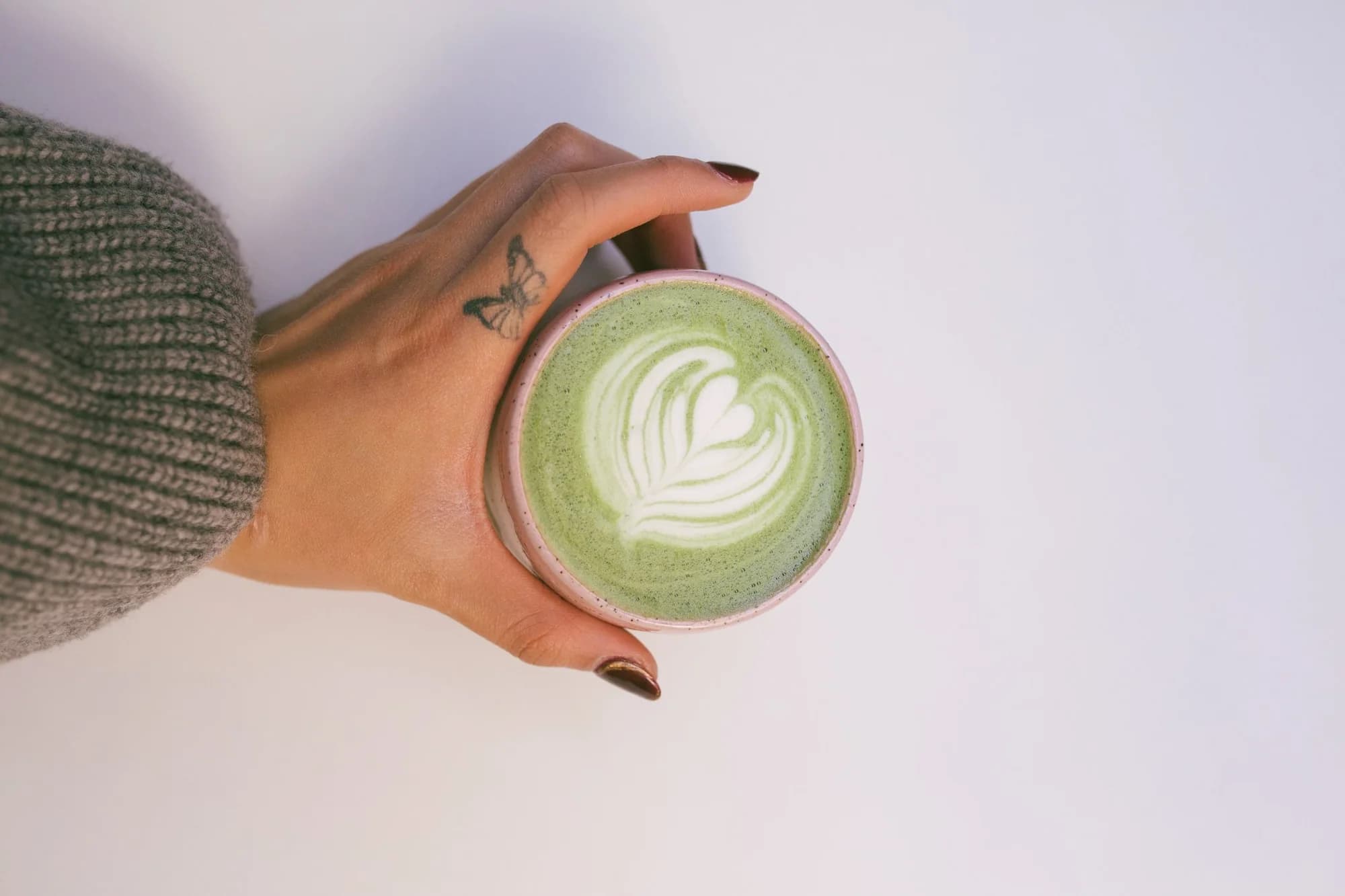 Matcha latte art at a coffee catered event