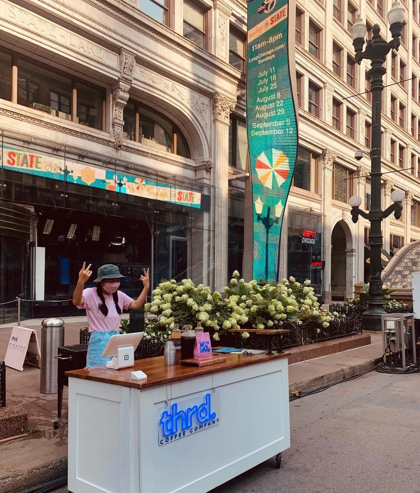 Outdoor pop up coffee cart