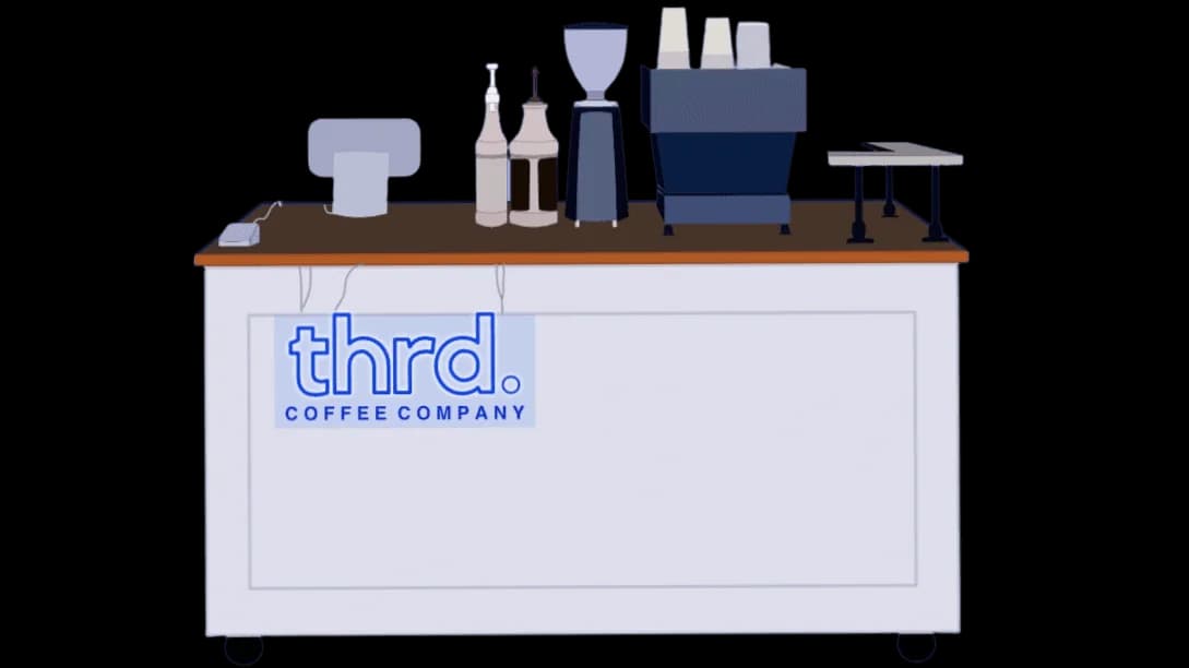 Illustration of the Thrd Coffee mobile coffee cart