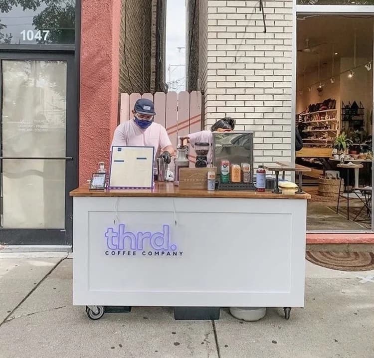 Thrd coffee cart outside doing mobile coffee catering